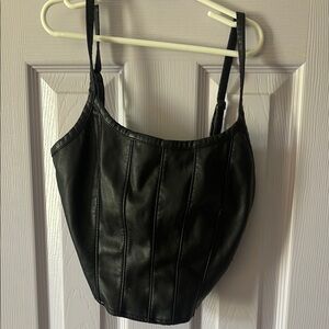 Black Faux Leather Crop Top